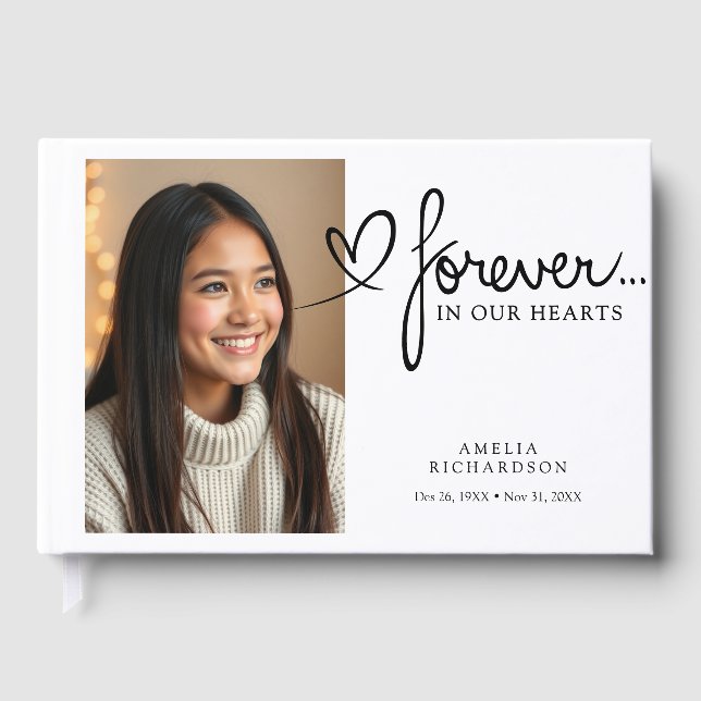 Livro De Visitas Forever In Our Hearts Modern Photo Memorial (Frente)
