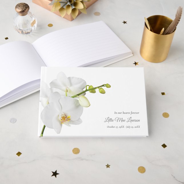 Livro De Visitas Forever in our Hearts Orchid Funeral Memorial (Frente aberta)