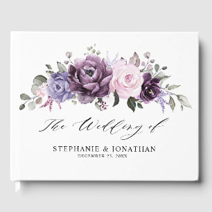Livro De Visitas Formas de Casamento Floral Moody Blooms Roxo Dusty