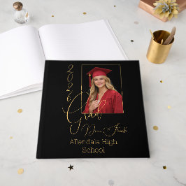 Livro De Visitas Formatura Preta e Dourada Elegante
