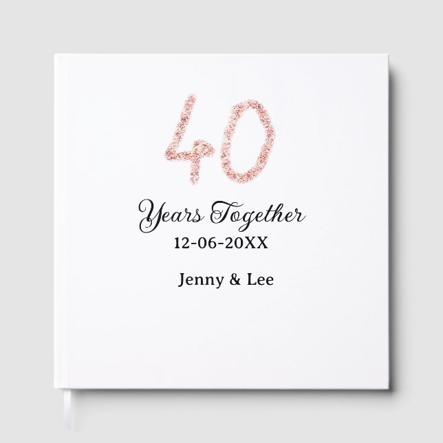 Livro De Visitas Forty years together black pink glitter bold lette (Frente)