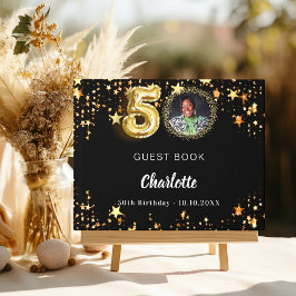Livro De Visitas Foto das estrelas do ouro negro de aniversário do