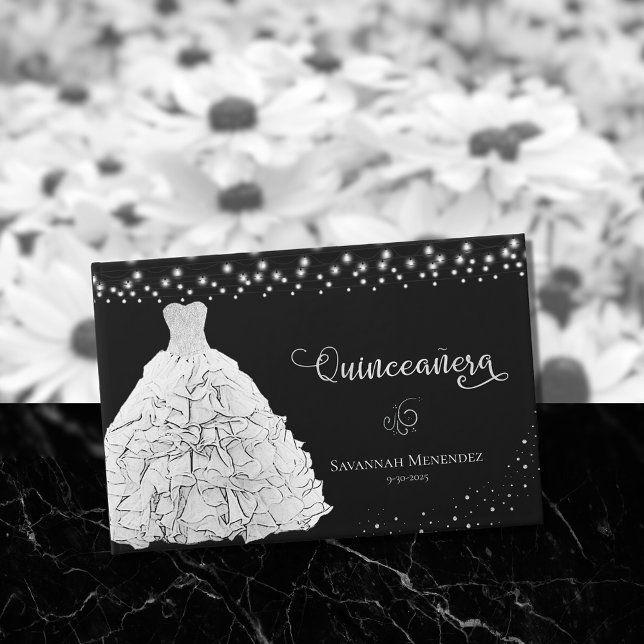 Livro De Visitas Foto das Luzes Brancas da Quinceanera Negra (Criador carregado)