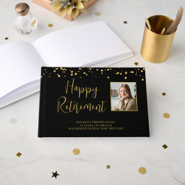 Livro De Visitas Foto de Aposentação Script Manuscrito Dourado Conf