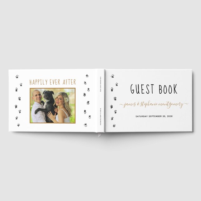 Livro De Visitas Foto de Casamento de Pet Personalizado de Script M (Completo)