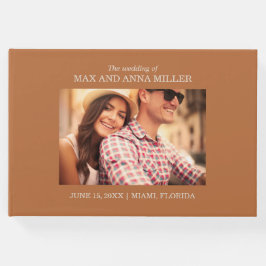 Livro De Visitas Foto de casamento laranja queimado por Na moda mod