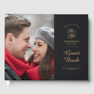 Livro De Visitas Foto de Casamento Moderna e Minimalista Tipografia