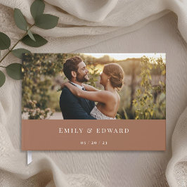 Livro De Visitas Foto de casamento moderna em terracota e marrom