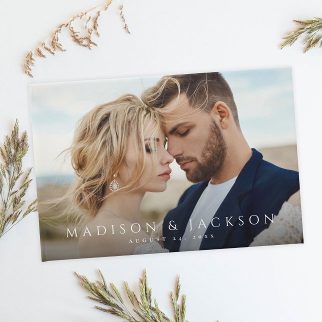 Livro De Visitas Foto de casamento moderno e elegante (Criador carregado)