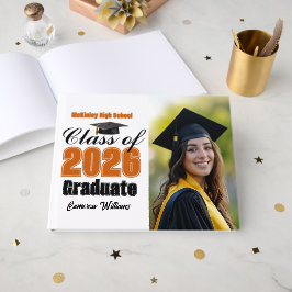 Livro De Visitas Foto de Formatura da Turma de 2026 Laranja