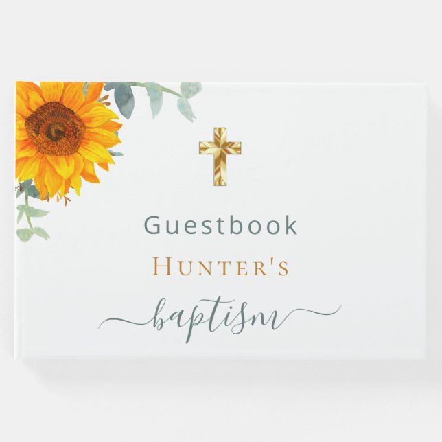 Livro De Visitas Foto de girassol do eucalipto do batismo (Frente)