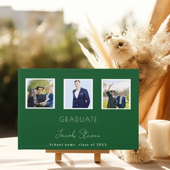 Livro De Visitas Foto de nome verde de formatura em script (Criador carregado)