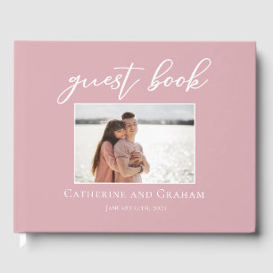 Livro De Visitas Foto do Casal de Casamento Rosa-Rosa Dusty