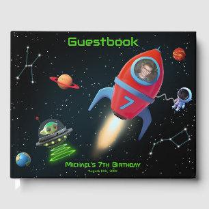 Livro De Visitas Foto do Foguete Espacial de Aniversário Alieníge