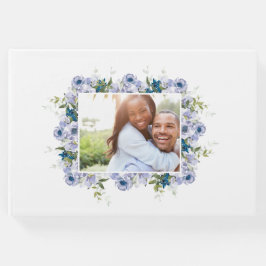 Livro De Visitas Foto do Noivado Floral Clássico Azul