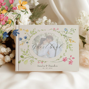 Livro De Visitas Foto Floral Marfim Casamento