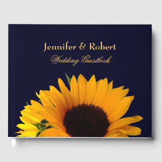Livro De Visitas Foto Marinho Blue Sunflower Weding