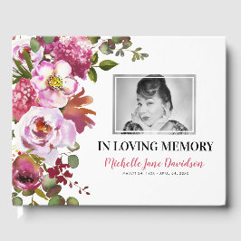 Livro De Visitas Foto Memorial Pink Funeral Floral