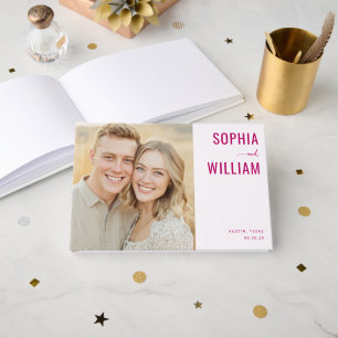 Livro De Visitas Foto Minimalista Magenta Alegre