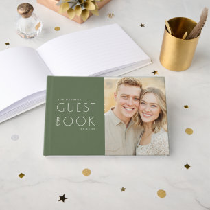 Livro De Visitas Foto Minimalista Verde Elegante