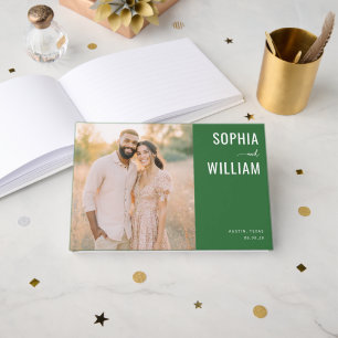 Livro De Visitas Foto Minimalista Verde Sofisticada