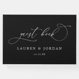 Livro De Visitas Foto Moderna Chic Casamento Preto e Branco
