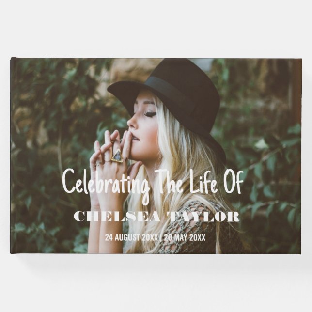 Livro De Visitas Foto personalizada Comemoração Funeral da Vida Mem (Frente)