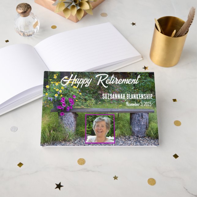 Livro De Visitas Foto Personalizada De Flores Russas Do Banco De Re (Frente aberta)