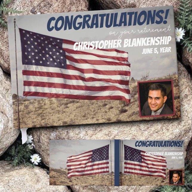 Livro De Visitas Foto Personalizada de Sinalizador Americano Rústic (Guestbook template with cover and front and back view.)