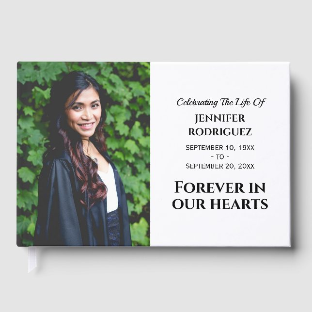 Livro De Visitas Foto Personalizada Do Funeral Moderno Para Sempre  (Frente)