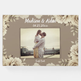 Livro De Visitas Foto Romântica de Casamento de Rosas Russos Branco