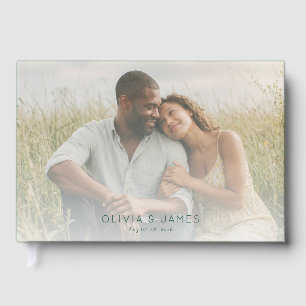 Livro De Visitas Foto Romântica em Verde Pastel