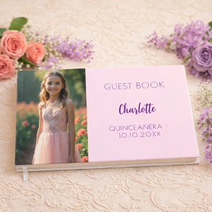 Livro De Visitas Foto rosa Quinceanera Guest Book