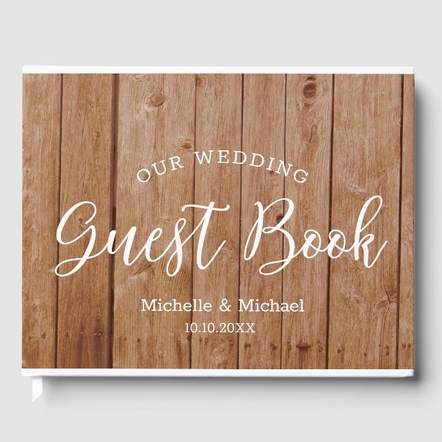 Livro De Visitas Foto Rustic Wood Wedding (Frente)
