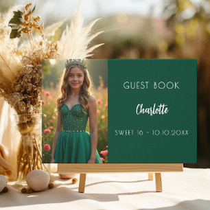 Livro De Visitas Foto verde esmeralda Sweet 16 Guest Book