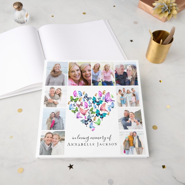 Livro De Visitas Fotos Borboletas 12x12 Memorial Funeral
