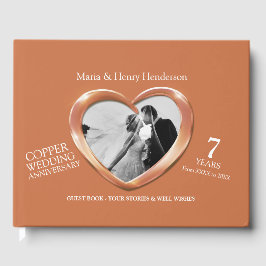 Livro De Visitas Fotos de casamento de cobre do aniversário de 7 an