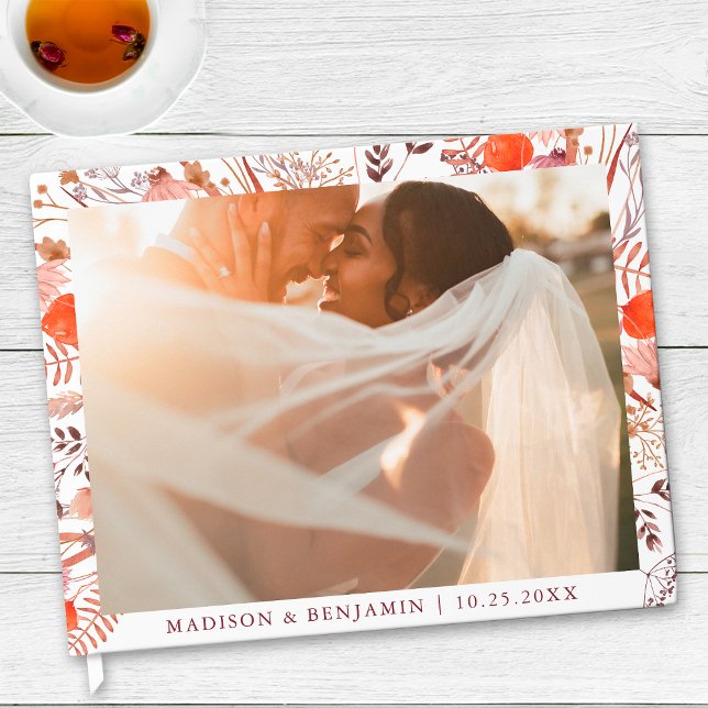 Livro De Visitas Fotos Simples de Flores Silvestres Rústicas e Boho (Criador carregado)