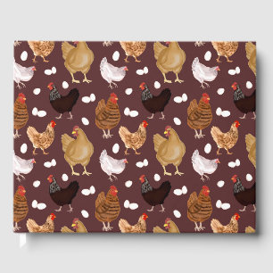Livro De Visitas Frango Castanho e Padrão de Ovos