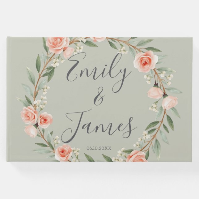 Livro De Visitas Fraqueza rosa, romântica (Frente)