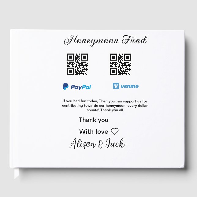 Livro De Visitas Fundo de lua de mel venomo paypal doação Q R casal (Frente)