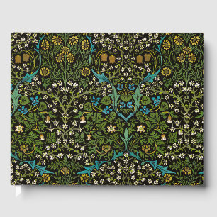 Livro De Visitas Fundo Preto Morris Padrão Vintage Blackthorn