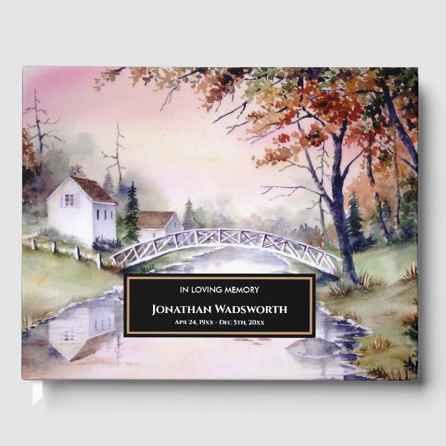 Livro De Visitas Funeral Arch Bridge New England Landscape (Frente)