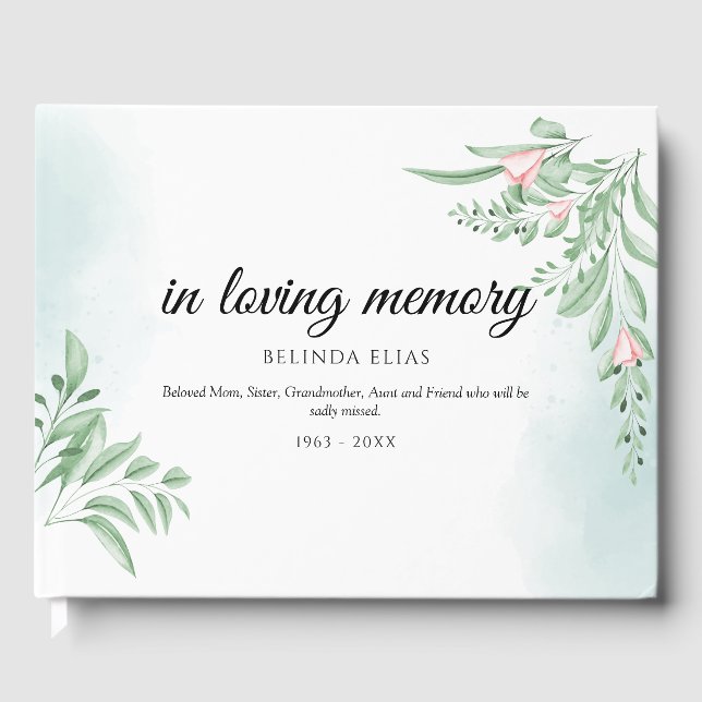 Livro De Visitas Funeral Boho Dusty Blue Eucalyptus (Frente)