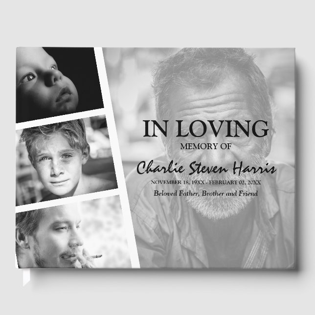 Livro De Visitas Funeral de Colagem de Fotos Moderna (Frente)