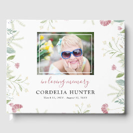 Livro De Visitas Funeral de Foto Floral Elegante Primavera