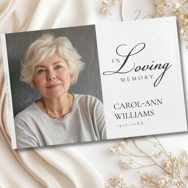 Livro De Visitas Funeral Elegante, Foto "In Loving Memory" (Elegant, Photo "In Loving Memory" Funeral Guest Book)