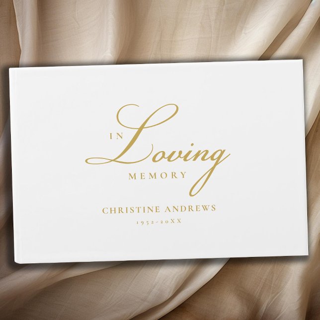 Livro De Visitas Funeral Elegante, Script "In Loving Memory" (Criador carregado)