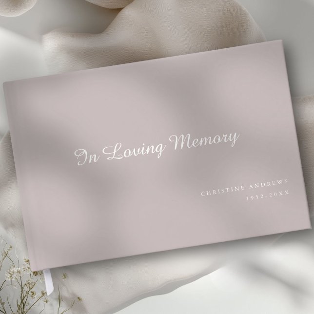 Livro De Visitas Funeral Elegante, Script "In Loving Memory" (Personalized, Elegant, Script Font "In Loving Memory" Gray, Funeral Guest Book)