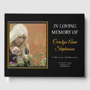 Livro De Visitas Funeral elegante simples do falecimento do preto